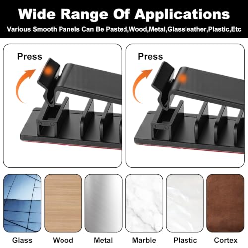 14Pcs Self Adhesive Cable Clips, Cord Organizers Wire Clips | Adhesive Cable Clips for Desk Cord Management Wire Clip Cord Holder for Under Desk, Car, Wall, TV PC Ethernet Cables (Black)
