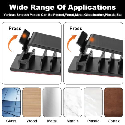 14Pcs Self Adhesive Cable Clips, Cord Organizers Wire Clips | Adhesive Cable Clips for Desk Cord Management Wire Clip Cord Holder for Under Desk, Car, Wall, TV PC Ethernet Cables (Black)