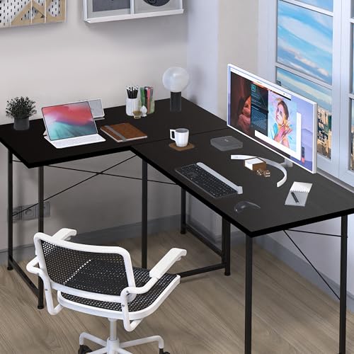 YSSOA Computer Desk Home Office Work Study Writing Modern Simple Table with Headphone Hooks - color: Basic Black, size: 40 Inch