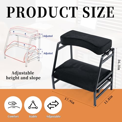 Adjustable Double Step Footrest, High-Density Foam with Sturdy Iron Frame Foot Rest Under Desk for Office, Ergonomic Footrest with Washable Cover for Desk Work, Home,Patented Design(Black)