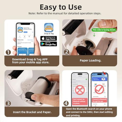 ORGSTA Sticker Printer, 300DPI Ultra-Clear Mini Portable Sticker Maker S002 | Thermal Mini Printer with Banner Printing Function, Bluetooth Inkless Print Pods for Journaling, DIY Gifts, Study Note - color: White