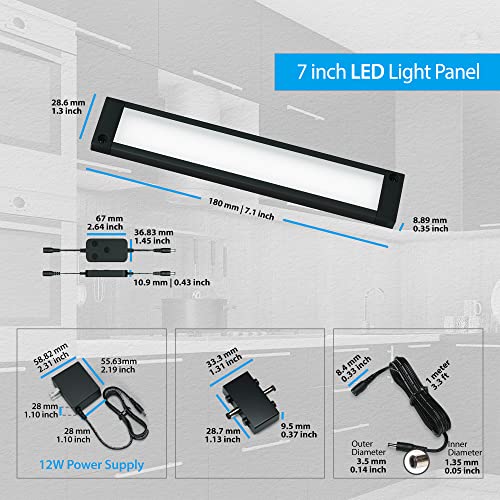 EShine 3 Pack 7 inch Black Smart Dimmable LED Under Cabinet Lighting Kit Compatible with Alexa, Google - Warm White (3000K) - color: Warm White (3000 K), size: 3 pack 7 Inch