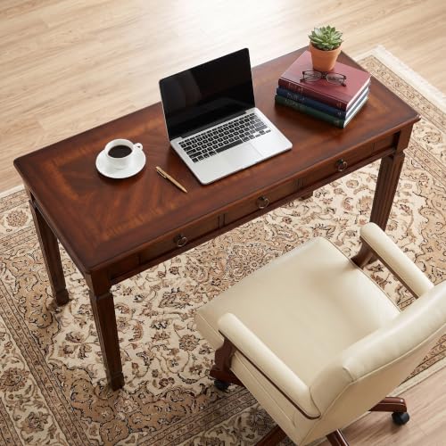 Solid Wood Writing Desk with 3 Drawers, 47"W Large Secretary Table - size: 47.2"W