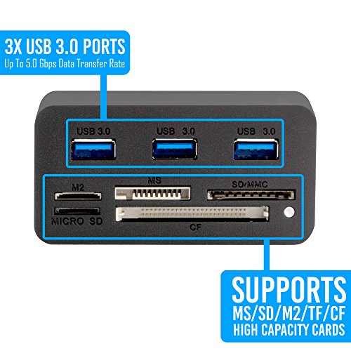 Kingwin USB HUB Adapter w/ Memory Card Reader Writer & USB 3.0 HUB Combo - Supports High Speed SD MS Micro M2 CF Card Reader For Macbook, Laptop, Desktop - Includes USB Cable 5 Gbps Speed, Black - style: USB 3.0