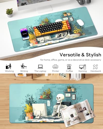 Mouse Pad 31.5x15.7in Large Desk Mat Non-Slip for Office - color: Office Skeleton, size: 31.5" x 15.7"