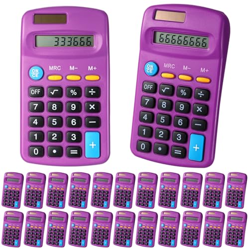 Copkim 24 Pack Student Mini Calculator for Classroom, 8-Digit Display Dual Powered Handheld Math Tools for Teachers, School Supplies and Classroom Rewards, Compact Design(Purple) - color: Purple