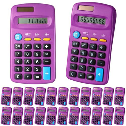 Copkim 24 Pack Student Mini Calculator for Classroom, 8-Digit Display Dual Powered Handheld Math Tools for Teachers, School Supplies and Classroom Rewards, Compact Design(Purple) - color: Purple
