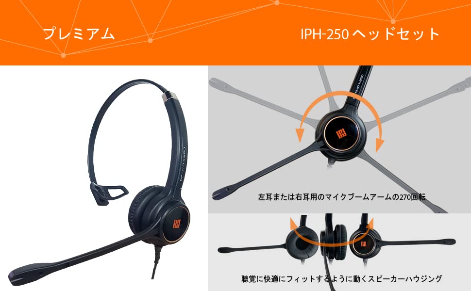 IPD IPH-250 Office Phone Headset with Noise Cancelling Microphone - color: 250-BL-LEAT