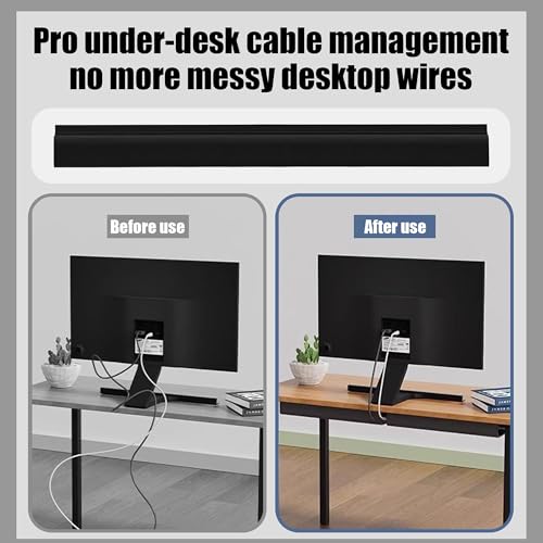 Cable Management Under Desk - 6 Pack 40CM Cord Organizer, Self-Adhesive Cable Organizer & Cord Hider, Wire Organizer for Desk