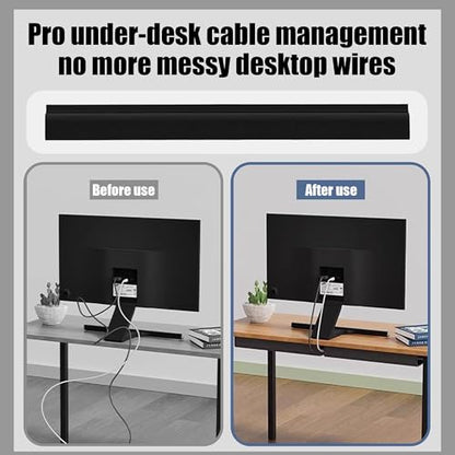 Cable Management Under Desk - 6 Pack 40CM Cord Organizer, Self-Adhesive Cable Organizer & Cord Hider, Wire Organizer for Desk