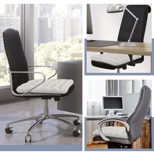 BUYUE Good Support Office Chair Cushion Padded, Soft Velvet Comfortable Non-Slip Seat Cushion for Computer Desk Kitchen Chair (1 Count, Light Gray) - color: Light Gray