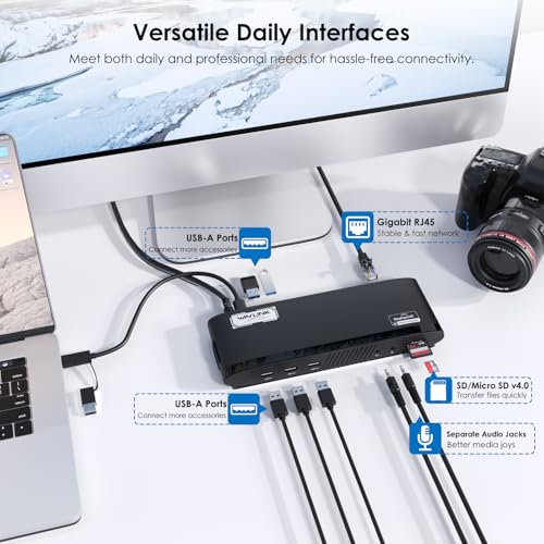 WAVLINK DisplayLink Docking Station, Mac M1-M5 Neo Windows, 14-in-1
