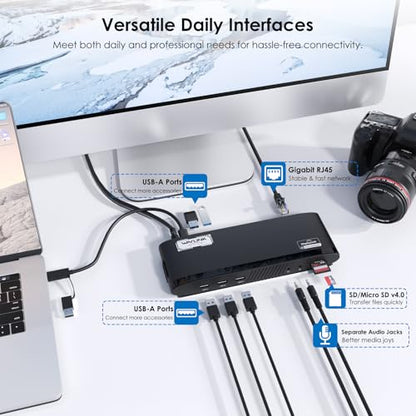 WAVLINK DisplayLink Docking Station, Mac M1-M5 Neo Windows, 14-in-1
