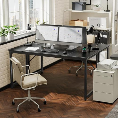PRAISUN 63 X 24 Inch Computer Desk, Power Outlets, USB-C, Black - color: Black, size: 63inch