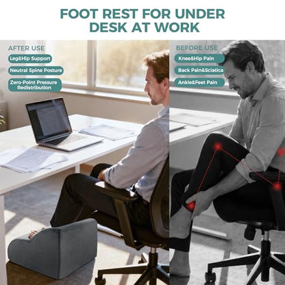 Ganondorf Ergonomic Foot Rest for Under Desk at Work Multi-Purpose Foot Stool Leg Elevation Pillow Back Support Cushion & Lap Desk Support, High-Density Foam with Washable Cover