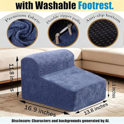 Modern Foam Filled Foot Stool, Soft Lightweight Pouf Ottoman Floor Rest for Living Room, Bedroom, Office Desk, Small Spaces, Blue - color: Blue