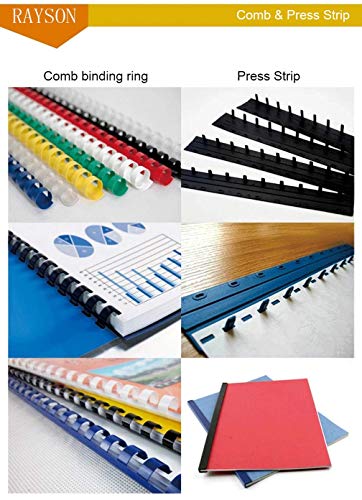 Rayson CR10M Plastic Comb Binding Spines, 3/8in, 19-Ring Comb Ring, Including Black, White, Red Color, 100 Pack - size: 3/8", style: Letter - Red, black, white