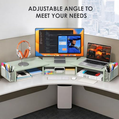 OPNICE Desk Organizers and Accessories, Dual Monitor Stand Riser - color: Matte Green