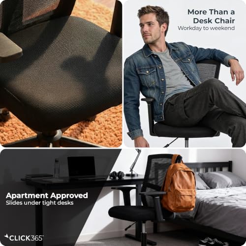 Click365 Ergonomic Office Chair with Lumbar Support, Mid-Back Mesh Chair - color: M120/Black