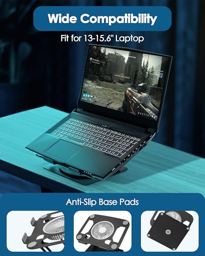 SHUWEI Laptop Stand with Fan, Height/Angle Adj fits 16" Laptop, Silver - color: Silver, size: For 16" Laptop & 360°Rotation