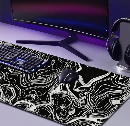 Marble Patterned XL Gaming Mouse Pad, Suitable for Office and Study Mouse Pads - color: Abstract Lines