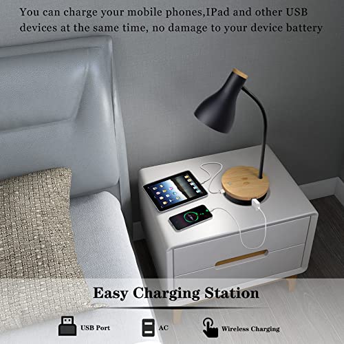 LALISU Metal Desk Lamp Wireless Charging Table Lamp Touch Reading Lights - color: Black