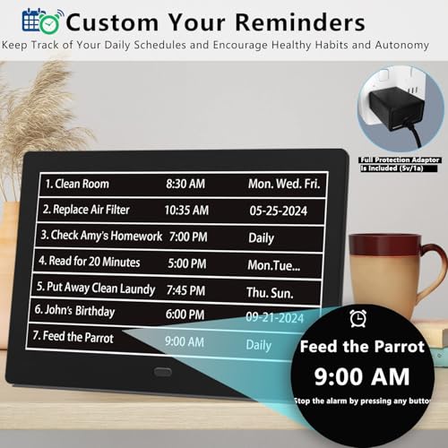 Upgraded 11.5" Large Clock with Voice Talking Date and Time, 27 Alarms Custom Reminders, Sleep Trainer, Large Number, Auto DST, 10 Levels Night Dimmer, Digital Calendar Clock for Elderly, with Remote - color: 11.5" Hd -Black