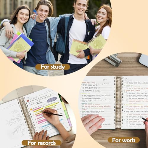 QIYVLOS Hardcover Spiral Notebook, B5 Journal with Removable Dividers Tabs, 5 Subject Notebook College Ruled, 320 Pages 8"x10" Leather Notebooks for Work School Study, Lined Journal for Women, Yellow - color: B5/Yellow