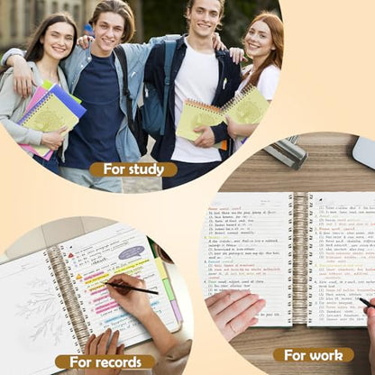 QIYVLOS Hardcover Spiral Notebook, B5 Journal with Removable Dividers Tabs, 5 Subject Notebook College Ruled, 320 Pages 8"x10" Leather Notebooks for Work School Study, Lined Journal for Women, Yellow - color: B5/Yellow