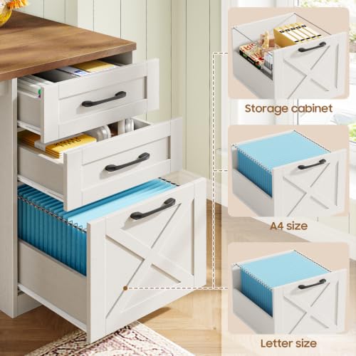 Vabches Executive Computer Desk 110" Two Person Desk with 5 Storage Drawers - color: Unique White