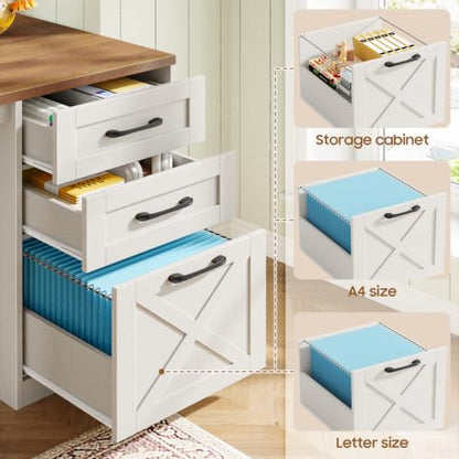 Vabches Executive Computer Desk 110" Two Person Desk with 5 Storage Drawers - color: Unique White