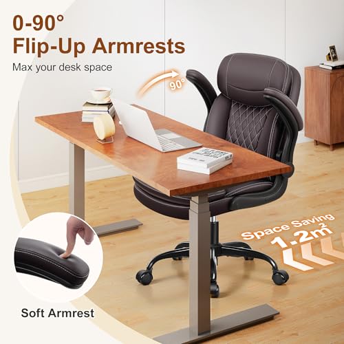 Office Desk Chair, Ergonomic Computer Chair with Unique Dual-Layer Support - color: Dark Brown