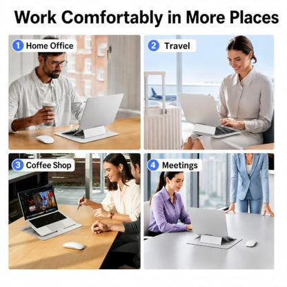 2-in-1 Laptop Sleeve with Stand, 13-14 Inch, PU Leather, Grey