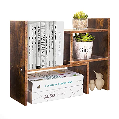 BROWN-BROWN Desktop Shelves & Office Shelves Desk Shelf Organizer Wooden Desk Shelf - color: Shelf 2