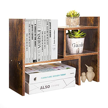 BROWN-BROWN Desktop Shelves & Office Shelves Desk Shelf Organizer Wooden Desk Shelf - color: Shelf 2