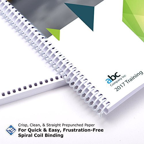 PrintWorks Professional Prepunched Paper, 8.5 x 11, 20 lb, 44-Oval Hole Spiral Coil (4:1 Pitch) Binding Paper, 500 Sheets, White (04145) (Pack of 2) - size: 20 lb (Pack of 2), style: Spiral, 44-Hole