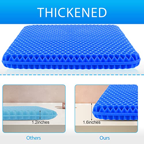 Gel Seat Cushion for Long Sitting, (Thick & Large) Cushion for Wheelchair | Gel Cushion for Office Chair, Soft & Breathable, Chair Cushion, Gel Car Seat Cushion for Hip Pain (Blue Cushion+Black Cover)