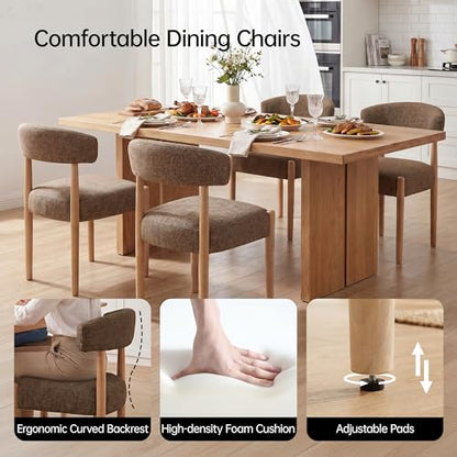 VKNOW Wooden Dining Chairs Set of 6 with Rubberwood Legs, Curved Backrest - color: Dark Brown, size: Set of 6