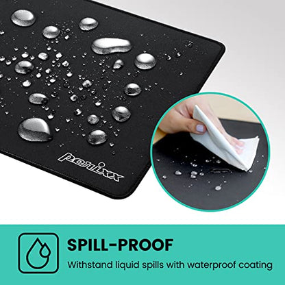 Perixx DX-1000L Waterproof Gaming Mouse Pad with Stitched Edge - Non-Slip Rubber Base Design for Laptop or Desktop Computer - L Size 12.60x10.60x0.08 Inches - size: 12.6L x 10.6W inches