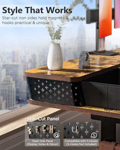 FiCiHi 55x24 Inch Electric Standing Desk, 2 Drawers, Adjustable Height Desk - color: Rustic Brown, size: 55"x24" (Standard)