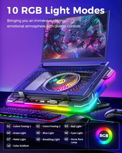 AICHESON Laptop Cooling Stand Gaming RGB Cooler for 15-19 inch Heavy Laptop - color: 5V