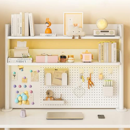 Clamp On Desk Organizer Shelf,Desk Extender Pegboard,White,31.5in | Computer Desk Accessories for Office,Desktop Bookshelf Storage Shelves for Desk, Desktop Shelving System - size: 80cm