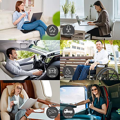 Gel Seat Cushion for Long Sitting, Double Thick, Pressure Relief | Cooling, Soft&Breathable | Sciatica, Hip&Coccyx Pain Relief | Gel Cushion for Office Chair, Home, Car, Wheelchair | Anti-Slip - color: Black