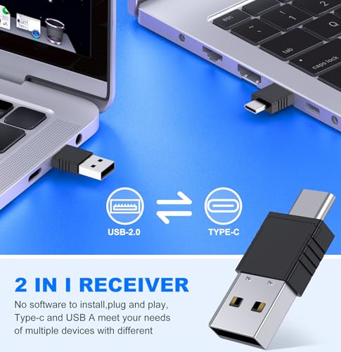 DINOSTRIKE Wireless Presenter Remote with Air Mouse Control, Rechargeable USB A&C Presentation Clicker PPT Pointer RF 2.4GhZ PowerPoint Clicker Slide Advancer for Computer Laptop Mac - color: Black