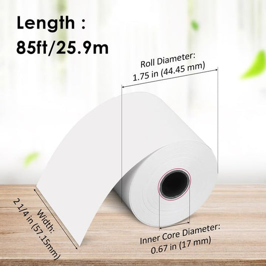 (50 Rolls)2 1/4 x 85 Thermal Paper Rolls 48GSM BPA FREE Receipt Rolls Thermal Teceipt Paper 2 1/4 85 Thermal Printer Paper Compatible with Printers, POS Cash Register,Credit Card - size: 2 1/4 in x 85 ft 50 rolls