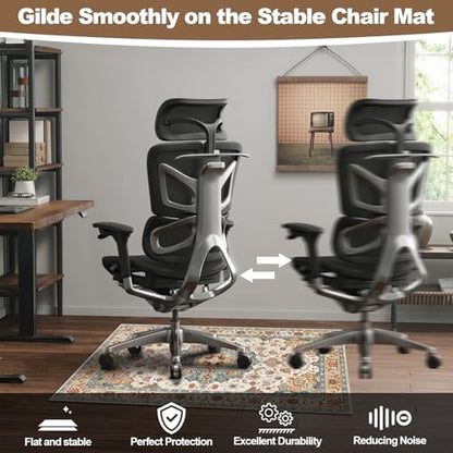 Office Chair Mat for Hardwood Floors - 48X35.5” Desk Chair Mat for Rolling Chair, Under Desk Rug Protects Hard Floors from Damage, Low Pile Floor Protector for Rolling Chair, Non-Slip