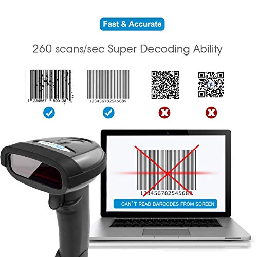 NETUM Wireless Barcode Scanner, Handheld 1D Laser Barcode Reader - color: NT-1698W