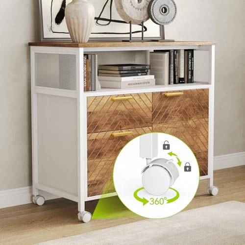 LITTLE TREE 63-Inch Office Desk with 31.5-Inch Lateral File Cabinet, Study Writing Desk Computer Desk for Home Office - color: Rustic