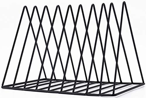 Sooyee 9 Slot Black Magazine Holder, Desktop File Sorter Organizer | Record Holder, Book Album Display Rack, Desktop File Sorter Organizer, Triangle Bookshelf Decor for Home Office - color: Black