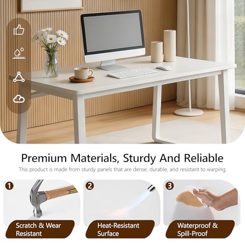 Small Office Computer Desk, Simple Style Writing Desk Waterproof and Scratch-Resistant,Sturdy Study Writing Desk with Wooden Tabletop and Metal Frame for Bedroom, Living Room, Bedroom - color: White, size: 31.5*19.5